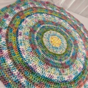 Colorful Handmade Crochet Round Rug 30” wide